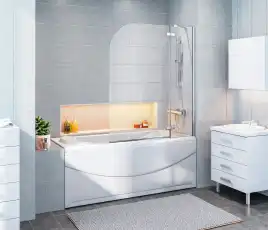 Шторка на ванну Good Door SCREEN 2Н-100-C-CH 100 см, ПД00093, профиль Хром, стекло Прозрачное