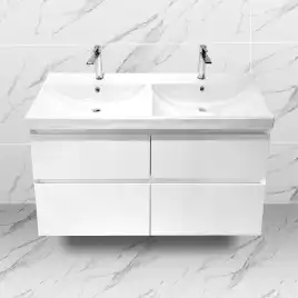 Тумба с раковиной AVS Гармония 120 двойная, белая, K821-07-1200WG-02-1210SP-WG