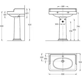 Раковина Kerama Marazzi POMPEI подвесная/мебельная 80, белая глянцевая, PO.wb.80