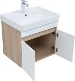 Тумба под раковину Aquanet Оптима 60 дуб светлый/белый сатин, 344799