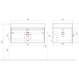 Тумба с раковиной подвесная Aqwella Geometria 80 GE01081SH, с одним ящиком, цвет зеленый шалфей