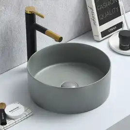 Раковина AVS Лилиан 36x36 серая матовая с донным клапаном