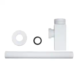 Сифон для раковины AZARIO AZ-109-WHI G 1 1/4, без выпуска, квадрат, латунь, белый