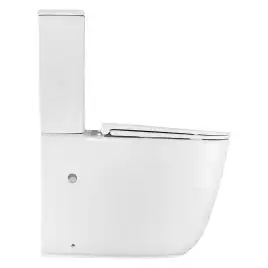 Унитаз-компакт Azario RIANO AZ-1305A напольный, безободковый, со смывом Торнадо, в комплекте с бачком и сиденьем микролифт, Белый глянцевый