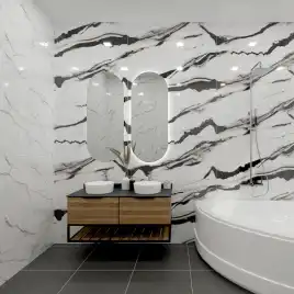 Керамогранит AVS Black Panda 60x120 полированный, белый