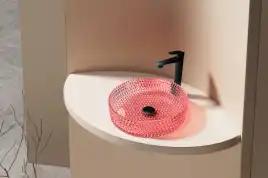 Раковина накладная ABBER GLAS 39,5х39,5х10,5 AK2301OR, круглая, красная