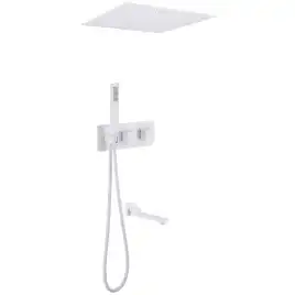 Душевая система ABBER Daheim AF8254W скрытого монтажа с изливом, термостат, белая матовая