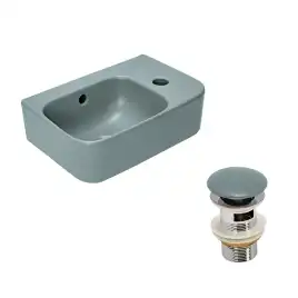 Рукомойник AVS Грэйс 37x25 L, зеленый матовый с донным клапаном