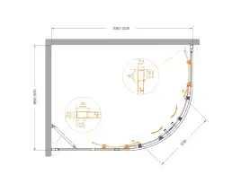 Душевой уголок CEZARES MOLVENO-RH-2-120/90-C-BORO-IV прозрачное стекло, профиль Брашированное золото