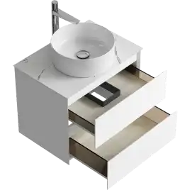 Тумба с раковиной подвесная Aqwella Geometria 65 GE01652WM+STG662X476MW, со столешницей мрамор белый, цвет белый