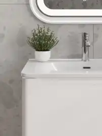 Тумба с раковиной FAURAplus, Lotos 60-2 напольная, белая, глянцевая