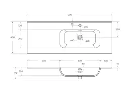 Керамическая раковина, чаша справа, CEZARES CZR-8095-120-R