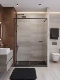 Душевая дверь CEZARES LUX-B-FS-11-140-C-GM прозрачное стекло, профиль Оружейная сталь
