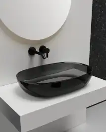 Раковина накладная ABBER KRISTALL 60х40х15,5 AT2805Onyx, овальная, черная