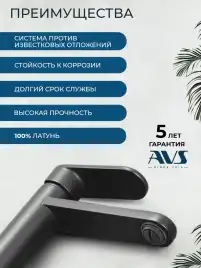 Смеситель для раковины AVS Beauty 811-550-MB, черный матовый