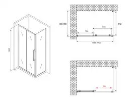 Душевой уголок ABBER Schwarzer Diamant 170х60 см, AG30170MH-S60M, профиль хром, стекло матовое