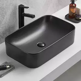 Раковина AVS Скарлет 61x31 черная матовая с донным клапаном