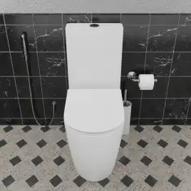 Унитаз-компакт Ceramalux 1289A, безободковый, с бачком и сидением микролифт Белый