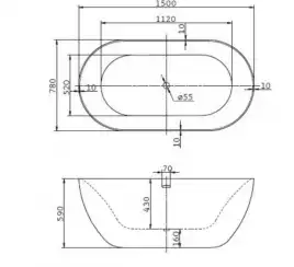 Акриловая ванна BELBAGNO 150х78 BB27, отдельностоящая, Белая глянцевая