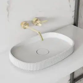 Раковина накладная ABBER STEIN 55х36х6 AS2601, овальная, белая матовая