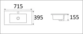 Умывальник CeramaLux 9393-70 715х395х155 Полувстраиваемая цвет Белый