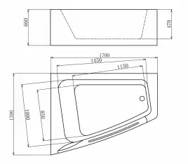 Акриловая ванна Gemy G9056 B L 170х130 с гидромассажем, левая