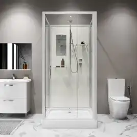 Душевая кабина Niagara Standart 100х100 ST100/15Q/BK низкий поддон, белый профиль, без крыши