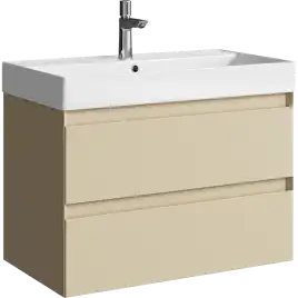 Тумба с раковиной подвесная Aqwella Geometria 80 GE01082MD, с двумя ящиками, цвет морская дюна