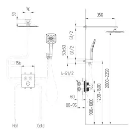 Встраиваемая душевая система AVS LUXURY 811-502-BG термостат, брашированное золото