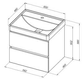 Тумба под раковину Aquanet Вега 60 (2 ящика) 308318