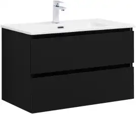 Тумба под раковину Aquanet Вега 2.0 80 черный, подвесная, 337955
