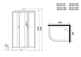 Душевая кабина Niagara Classic 120х80х215 NG-3312-14RP низкий поддон, без гидромассажа, 33121423RP