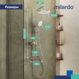 Душевая система для душа Milardo Ideal Spa ILSSBTHM89 с термостатом цвет, Глянцевый хром
