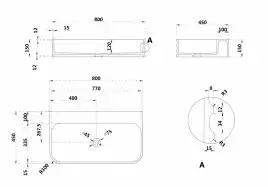 Раковина подвесная ABBER STEIN 80х45х15 AS2651-0.8, прямоугольная, белая матовая