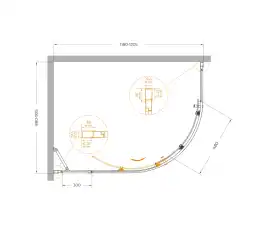 Душевой уголок CEZARES MOLVENO-RH-1-120/90-C-BORO-IV прозрачное стекло, профиль Брашированное золото