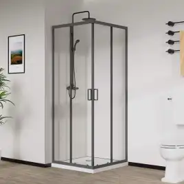 Душевой уголок Vincea City 100х80 VSS-5CT8010CLGM, дверь раздвижная, профиль вороненая сталь, стекло прозрачное