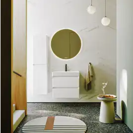 Тумба с раковиной подвесная Aqwella Geometria 65 GE01652WM, с двумя ящиками, цвет белый