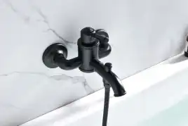 Смеситель для ванны Aquatek Классик AQ1540MB, однорычажный, с коротким изливом, Черный матовый