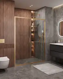 Душевая дверь CEZARES MOLVENO-BF-1-160-C-BORO-IV стекло Прозрачное, профиль Брашированное золото