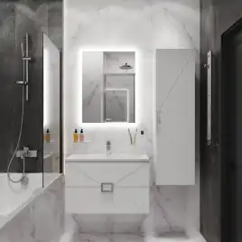 Шкаф-пенал для ванной Grossman Луксор 35 подвесной, белый матовый (303550)