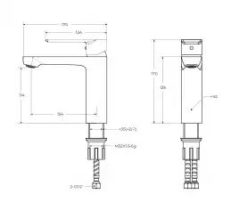 Смеситель для раковины Cezares STYLUS-LS-NOP, Черный матовый