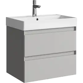 Тумба с раковиной подвесная Aqwella Geometria 65 GE01652ST, с двумя ящиками, цвет серый туман