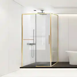 Душевой уголок Vincea Slim Soft 110х90 VSR-1SS9011CLG, дверь раздвижная, профиль брашированное золото, стекло прозрачное