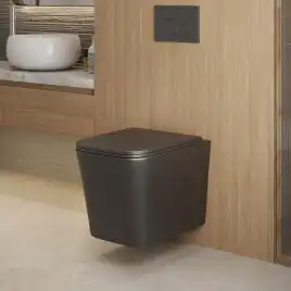 Подвесной унитаз Grossman GR-4441BMSQ безободковый, смыв торнадо, Черный матовый