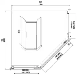 Душевой уголок Azario Edmonton 90х90х200 AZ-NNC3231-1 900 BLACK профиль Черный, стекло Прозрачное