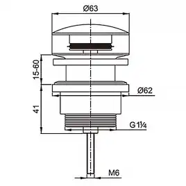 Донный клапан AZARIO AZ-105-BL-Н для раковины, CLIC-CLAC, 1 1/4, латунь, черный