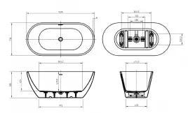 Акриловая ванна BELBAGNO UNO 150х73 BB701-1500-730-K, отдельностоящая, Белая глянцевая