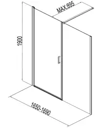 Душевая дверь Aquanet Cinetic 170 см, AE12-N-80H190U-CT + AE12-F-90H190U-CT, профиль Хром, стекло Прозрачное
