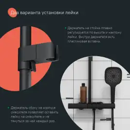 Душевая система для душа IDDIS SpaHome SPHBLTKi06 с термостатом цвет, Матовый черный