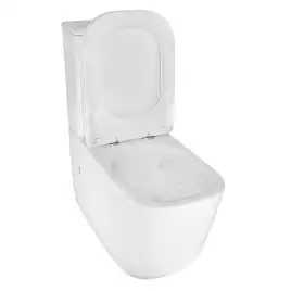 Унитаз-компакт Azario RIANO AZ-1305A напольный, безободковый, со смывом Торнадо, в комплекте с бачком и сиденьем микролифт, Белый глянцевый